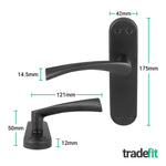 Nola Matt Black Lever on Backplate Door Handle Pack - 76mm Latch - tradefit - 2