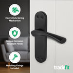 Nola Matt Black Lever on Backplate Door Handle Pack - 64mm Latch - tradefit - 4