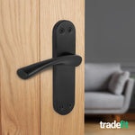 Nola Matt Black Lever on Backplate Door Handle Pack - 76mm Latch - tradefit - 6