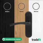 Nola Matt Black Lever on Backplate Door Handle Pack - 64mm Latch - tradefit - 7