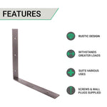 Scaffold Board Shelf Brackets 150mm PAIR Heavy Duty Rustic Wall Mounted Supports - tradefit - 3