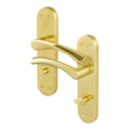 Nola Satin Brass Lever on Backplate Door Handles - Bathroom