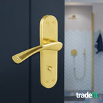 Nola Satin Brass Lever on Backplate Door Handles - Bathroom - tradefit - 4