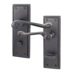 Georgian Rope Edge Scroll Black Door Handles - Bathroom - tradefit - 1
