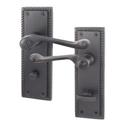 Georgian Rope Edge Scroll Black Door Handles - Bathroom - tradefit