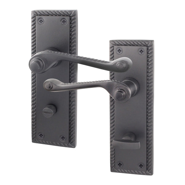 Georgian Rope Edge Scroll Black Door Handles - Bathroom - tradefit - Featured Image