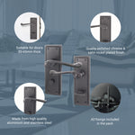 Georgian Rope Edge Scroll Black Door Handle Pack - 80mm Bathroom - tradefit - 4