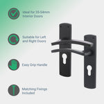 Euroda - Plus Black Fire Door Handle Pack - Euro Lock & Thumbturn Cylinder - FD30/60 - tradefit - 2