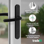 Black UPVC Door Handles - 92mm PZ Centres - 215mm Fixing Centres - 246 x 32mm - tradefit - 4