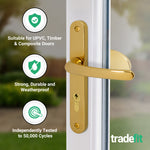 Polished Brass UPVC Lever Pad Door Handles - 62mm PZ Centres External/92mm PZ Internal - 212mm Fixing Centres - tradefit - 3