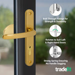 Polished Brass UPVC Lever Pad Door Handles - 62mm PZ Centres External/92mm PZ Internal - 212mm Fixing Centres - tradefit - 4