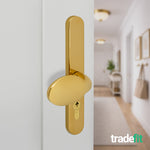 Polished Brass UPVC Lever Pad Door Handles - 62mm PZ Centres External/92mm PZ Internal - 212mm Fixing Centres - tradefit - 6