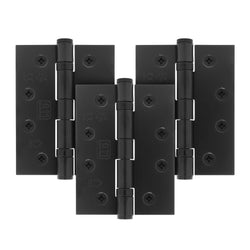 Black Fire Door Hinges – 4 Inch/102mm – Grade 11 Steel Ball Bearing – Pack of 3 Hinges - tradefit