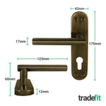 Olbia Antique Brass Lever on Backplate Door Handle Kit - 80mm Euro Sashlock and Double Cylinder - Keyed to Differ - tradefit - 2