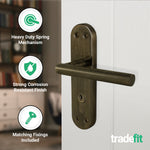 Olbia Antique Brass Lever on Backplate Door Handle Kit - 80mm Euro Sashlock and Cylinder & Turn - Keyed Alike - tradefit - 4