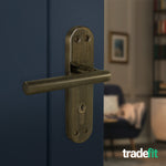 Olbia Antique Brass Lever on Backplate Door Handle Kit - 80mm Euro Sashlock and Double Cylinder - Master Keyed - tradefit - 6