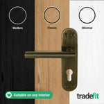 Olbia Antique Brass Lever on Backplate Door Handle Kit - 80mm Euro Sashlock and Cylinder & Turn - Master Keyed - tradefit - 7