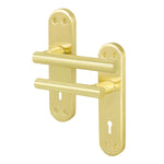 Olbia Satin Brass Lever on Backplate Door Handles - Keyhole - tradefit - 1