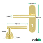 Olbia Satin Brass Lever on Backplate Door Handles - Keyhole - tradefit - 2
