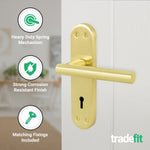 Olbia Satin Brass Lever on Backplate Door Handle Pack - 80mm Sashlock - tradefit - 4