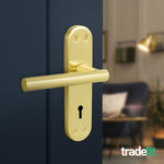 Olbia Satin Brass Lever on Backplate Door Handle Pack – 64mm Sashlock - tradefit - 6