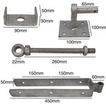 Field Gate Hinge Set Double Strap Adjustable Hook On Plate - (18