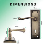 Georgian Rope Edge Scroll Antique Brass Lock Door Handles - Keyhole - tradefit - 3