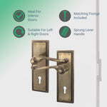 Georgian Rope Edge Scroll Antique Brass Door Handle Pack - 64mm Sashlock - tradefit - 2