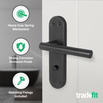 Olbia Matt Black Lever on Backplate Door Handles - Bathroom - tradefit - 3
