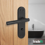 Olbia Matt Black Lever on Backplate Door Handle Pack – 80mm Bathroom Lock - tradefit - 6