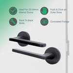 Euroda Black Lever on Rose Door Handle Pack - Latch - tradefit - 2