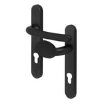 Black UPVC Lever Pad Door Handles - 92mm PZ Centres - 122mm Fixing Centres - 245 x 34mm - tradefit - 1