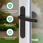 Black UPVC Lever Pad Door Handles - 92mm PZ Centres - 122mm Fixing Centres - 245 x 34mm - tradefit - 3