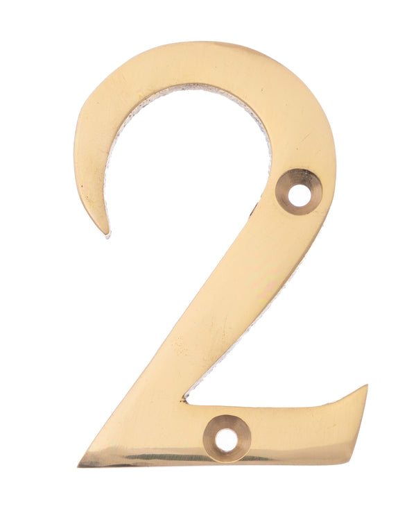Numeral 2 - Screw Fix - 75mm - Polished Brass - tradefit - Featured Image