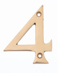 Numeral 4 - Screw Fix - 75mm - Polished Brass - tradefit - 1