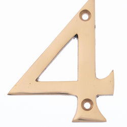 Numeral 4 - Screw Fix - 75mm - Polished Brass - tradefit