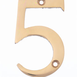 Numeral 5 - Screw Fix - 75mm - Polished Brass - tradefit