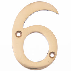 Numeral 6 or 9 - Screw Fix - 75mm - Polished Brass - tradefit