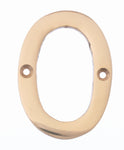 Numeral 0 - Screw Fix - 75mm - Polished Brass - tradefit - 1