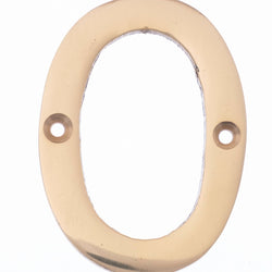 Numeral 0 - Screw Fix - 75mm - Polished Brass - tradefit