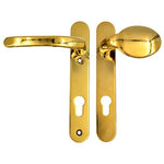 Polished Brass UPVC Lever Pad Door Handles - 92mm PZ Centres - 122mm Fixing Centres - 212 x 34mm - tradefit - 1
