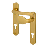 Polished Brass UPVC Lever Pad Door Handles - 92mm PZ Centres - 122mm Fixing Centres - 212 x 34mm - tradefit - 1
