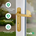 Polished Brass UPVC Lever Pad Door Handles - 92mm PZ Centres - 122mm Fixing Centres - 212 x 34mm - tradefit - 3