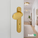 Polished Brass UPVC Lever Pad Door Handles - 92mm PZ Centres - 122mm Fixing Centres - 212 x 34mm - tradefit - 6