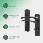 Euroda - Plus Black Fire Door Handle Pack - Bathroom - FD30/60 - tradefit - 2