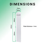 Engraved Push Finger Plate - 425 x 75 x 1.2mm Radius Corners - Polished Stainless Steel - tradefit - 4