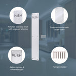 Engraved Push Finger Plate - 425 x 75 x 1.2mm Radius Corners - Polished Stainless Steel - tradefit - 3