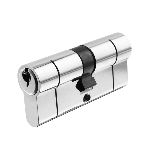 5 Pin 30/40mm 70mm [25+35+10mm] Euro Double Cylinder - Keyed to Differ - Polished Chrome - tradefit
