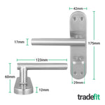 Olbia Satin Nickel Lever on Backplate Door Handle Pack – 64mm Bathroom Lock - tradefit - 2