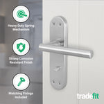 Olbia Satin Nickel Lever on Backplate Door Handle Pack – 64mm Bathroom Lock - tradefit - 4